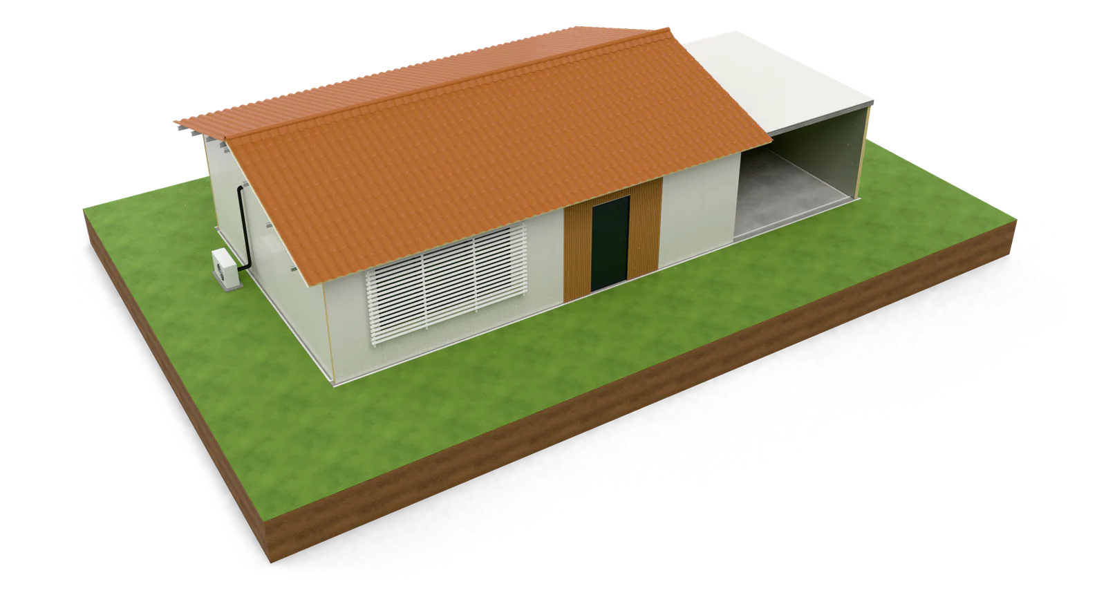 Maquete em corte de uma casa com o material da Isolamax em cada etapa da obra
