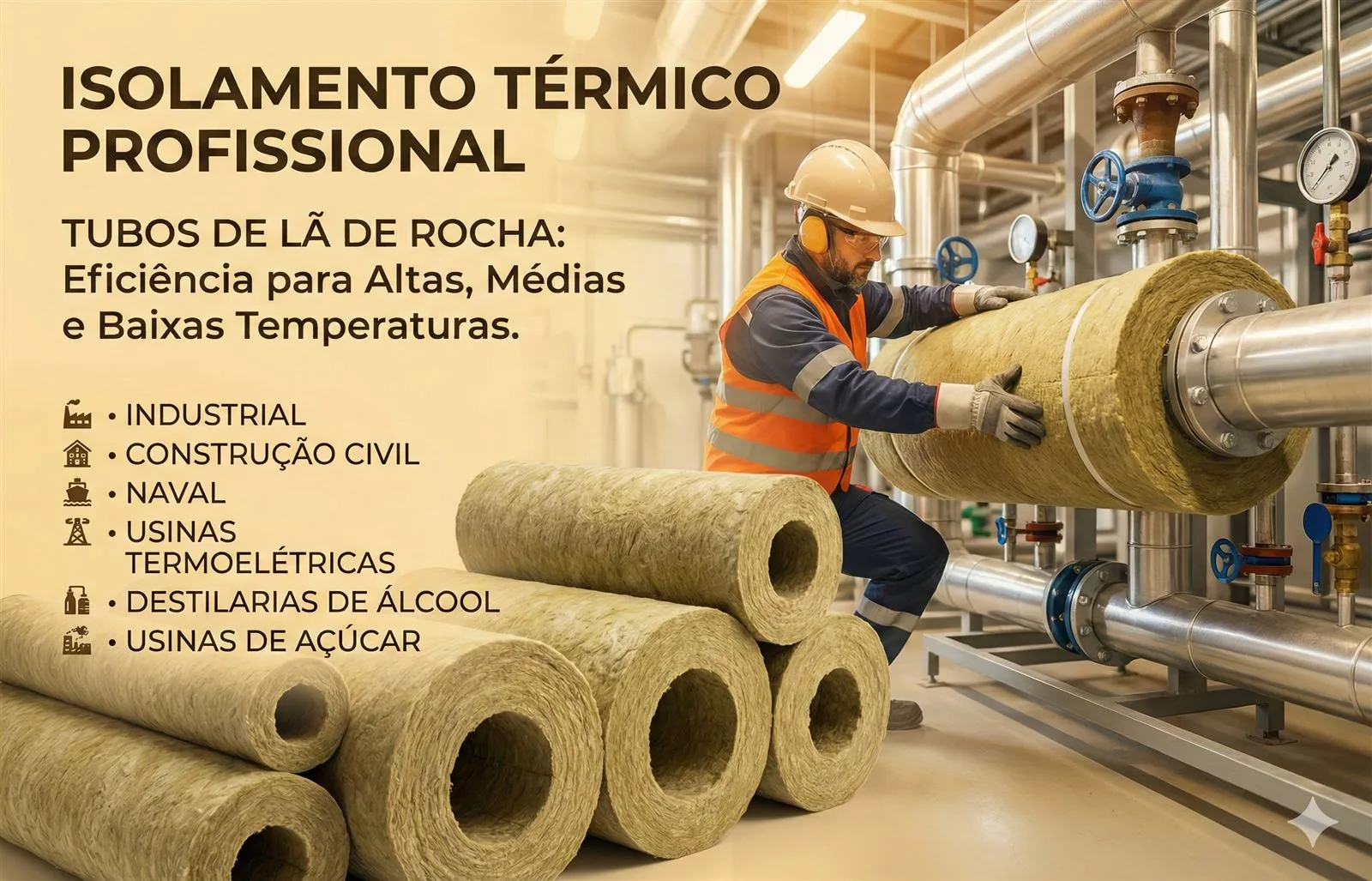 Tubos de lã de rocha